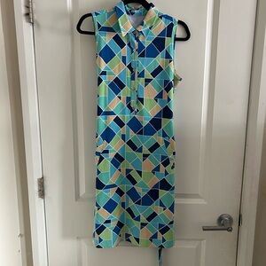 J. McLaughlin Colorful Geometric Midi Dress